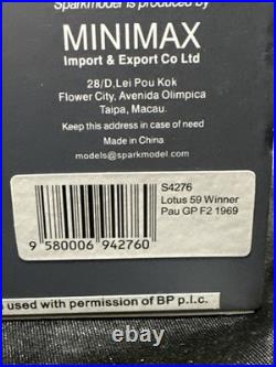 143 SPARK S4276 Lotus 59 F2 Pau Grand Prix Winner 1969 #4 J. Rindt #4 Boxed USA