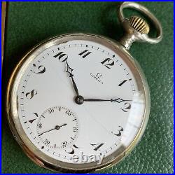 1910 Omega Grand Prix Paris Locomotive Back Pocket Watch