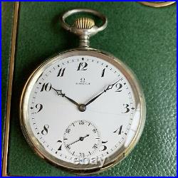 1910 Omega Grand Prix Paris Locomotive Back Pocket Watch