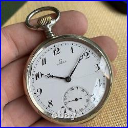 1910 Omega Grand Prix Paris Locomotive Back Pocket Watch