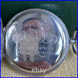 1910 Omega Grand Prix Paris Locomotive Back Pocket Watch