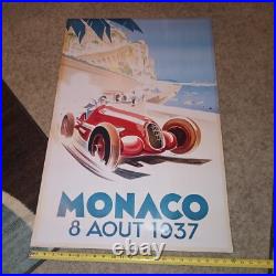 1937 Monaco Grand Prix Poster, 1999 Portal Publications, 36X24 RARE