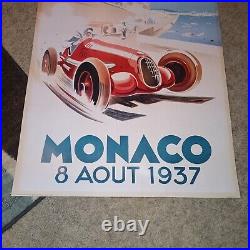 1937 Monaco Grand Prix Poster, 1999 Portal Publications, 36X24 RARE