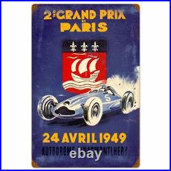 1949 France Paris Grand Prix Race 24 Heavy Duty USA Made Metal Advertising Sign