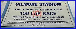 1949 Gilmore Grand Prix Window Sign Gilmore Stadium Rex Mays Original