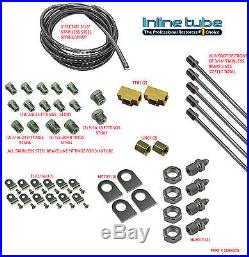 1950-72 GM Car 3/16 Stainless Brake Line Set Universal Kit DIY WithHose Tabs SAE