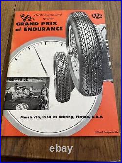 1954 Sebring Florida 12 Hour Grand Prix Road racing program With Entry List