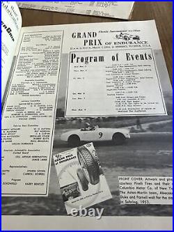 1954 Sebring Florida 12 Hour Grand Prix Road racing program With Entry List