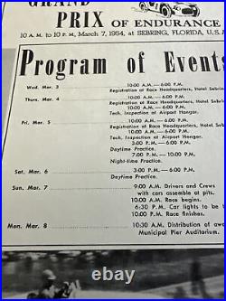 1954 Sebring Florida 12 Hour Grand Prix Road racing program With Entry List