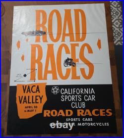 1960 Vaca Valley Road Races Sports Car Club Grand Prix Motorcycles Orig Poster