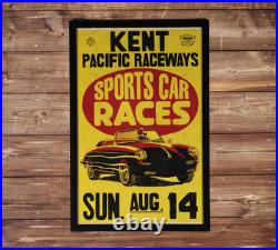 1960's Washington Auto Racing Framed Poster! Vintage Sports Car Grand Prix Race