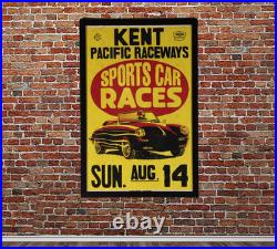 1960's Washington Auto Racing Framed Poster! Vintage Sports Car Grand Prix Race