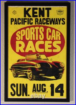 1960's Washington Auto Racing Framed Poster! Vintage Sports Car Grand Prix Race