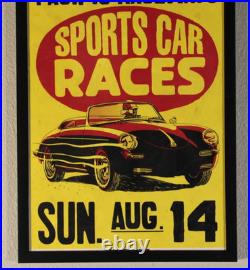 1960's Washington Auto Racing Framed Poster! Vintage Sports Car Grand Prix Race