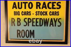1960s RB Motor Speedway Auto Race 14X22 Framed Poster! Indy & Stock Race Cars