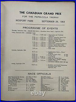 1964 Canadian Grand Prix Car Race Program Vintage Mosport Pedro Rodriguez Wins