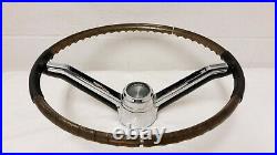 1965-66 Pontiac Grand Prix Steering Wheel Chrome Horn Bar and Button 9778990 OEM