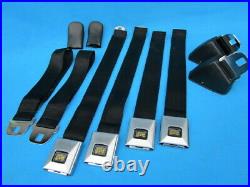 1966-67 GM GTO, Chevelle, Cutlass, GS Deluxe Carriage Logo Seat Belt Set/4 Black