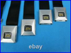 1966-67 GM GTO, Chevelle, Cutlass, GS Deluxe Carriage Logo Seat Belt Set/4 Black