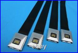 1966-67 GM GTO, Chevelle, Cutlass, GS Deluxe Carriage Logo Seat Belt Set/4 Black