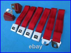 1966-67 GTO, Chevelle, Cutlass, Nova, GS Deluxe Carriage Logo Seat Belts- GM Red