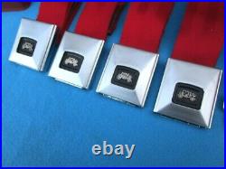 1966-67 GTO, Chevelle, Cutlass, Nova, GS Deluxe Carriage Logo Seat Belts- GM Red