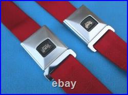 1966-67 GTO, Chevelle, Cutlass, Nova, GS Deluxe Carriage Logo Seat Belts- GM Red