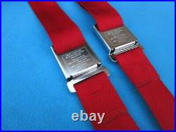 1966-67 GTO, Chevelle, Cutlass, Nova, GS Deluxe Carriage Logo Seat Belts- GM Red