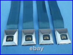 1966-67 GTO, Cutlass, Chevelle, Impala Deluxe GM Coach Logo Seat Belt Set Blue