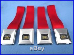 1966-67 Pontiac GTO, Chevelle, Olds 442 Deluxe GM Carriage Logo Seat Belts Red