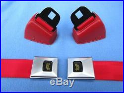 1966-67 Pontiac GTO, Chevelle, Olds 442 Deluxe GM Carriage Logo Seat Belts Red