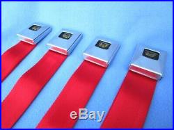1966-67 Pontiac GTO, Chevelle, Olds 442 Deluxe GM Carriage Logo Seat Belts Red