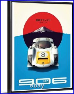 1967 White Porsche 906 Japanese Grand Prix Travel Poster or Gallery Canvas Wrap