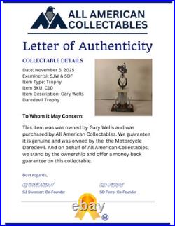 1968 Motorcycle Daredevil GARY WELLS Personal Motocross Race Trophy! Owned (COA)