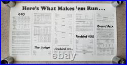 1969 Pontiac Wide Track Tigers Poster Set GTO Judge Firebird Grand Prix Mint