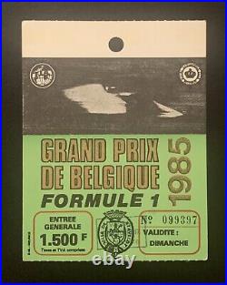 1985 Belgian Grand Prix Ticket Stub Ayrton Senna 2nd F1 Career Win Lotus