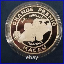 1988 Macau Grand Prix Anniversary 5 oz Silver Medal Royal Mint Free Ship US