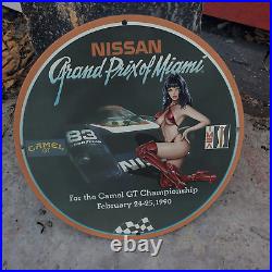 1990 Vintage Style Nissan Grand Prix Of Miami Fantasy Porcelain Enamel Sign
