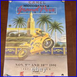 1991 Grand Prix of Miami Camel Motorcycle Racing Rare Sign Poster 90s Art