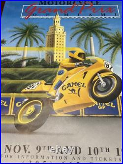1991 Grand Prix of Miami Camel Motorcycle Racing Rare Sign Poster 90s Art