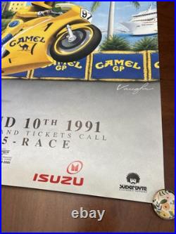 1991 Grand Prix of Miami Camel Motorcycle Racing Rare Sign Poster 90s Art