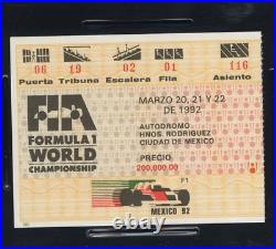 1992 F1 Mexican Grand Prix Michael Schumacher 1st Podium Ticket PSA Rare Pop 1