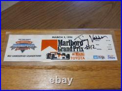 1996 Autograph JIMMY VASSER GRAND PRIX Miami Winning Ticket Pin Indy Car Signed