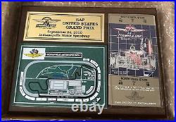 2000 Formula One SAP United States Grand Prix IMS Map Ticket Plaque