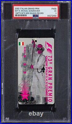 2002 F1 Italian Grand Prix Michael Schumacher 128 Points Record Ticket PSA POP 1