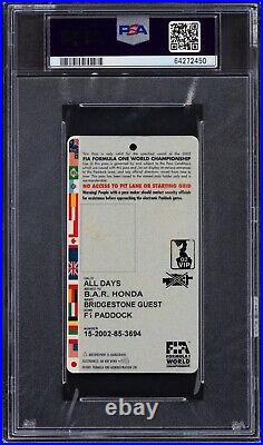 2002 F1 Italian Grand Prix Michael Schumacher 128 Points Record Ticket PSA POP 1