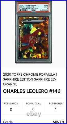 2020 Chrome Sapphire F1 #146 Charles Leclerc #16/25 Orange Refractor 1/1 PSA 9