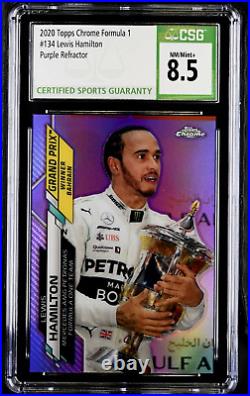 2020 Topps Chrome #134 F1 Lewis Hamilton #/399 Purple Refractor RC CSG 8.5 POP 2