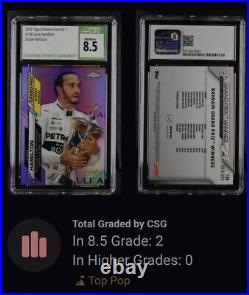 2020 Topps Chrome #134 F1 Lewis Hamilton #/399 Purple Refractor RC CSG 8.5 POP 2