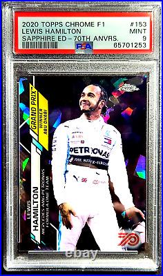 2020 Topps Chrome #153 F1 Lewis Hamilton /70 Sapphire 70th Refractor Psa 9 Mint